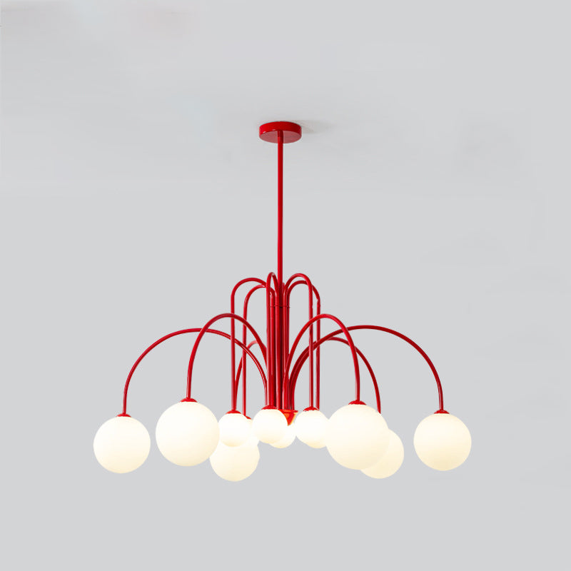 Contemporary Nordic Iron Frame Arm Glass Globe 6/8/12-light Chandeliers for Dining Room BulbSquare