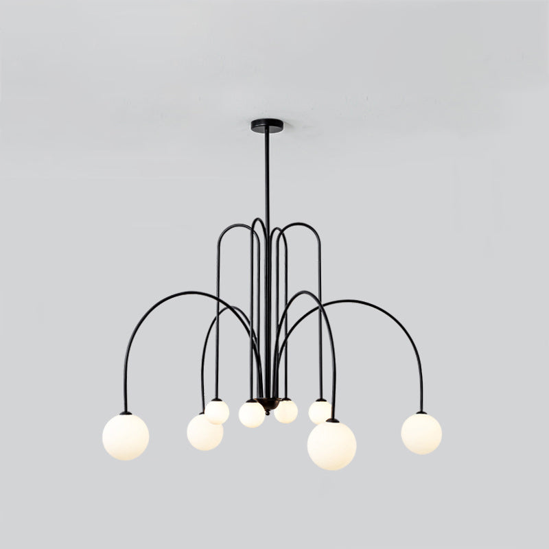 Contemporary Nordic Iron Frame Arm Glass Globe 6/8/12-light Chandeliers for Dining Room BulbSquare