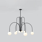 Contemporary Nordic Iron Frame Arm Glass Globe 6/8/12-light Chandeliers for Dining Room BulbSquare