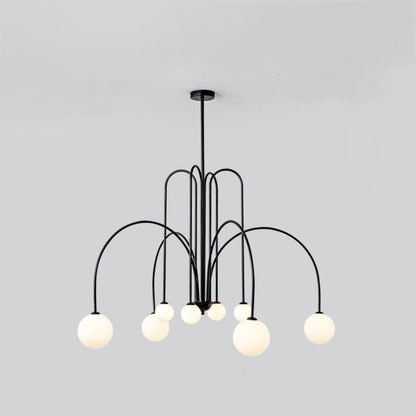 Contemporary Nordic Iron Frame Arm Glass Globe 6/8/12-light Chandeliers for Dining Room