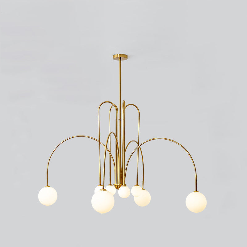 Contemporary Nordic Iron Frame Arm Glass Globe 6/8/12-light Chandeliers for Dining Room