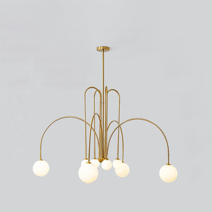 Contemporary Nordic Iron Frame Arm Glass Globe 6/8/12-light Chandeliers for Dining Room