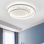 Contemporary Creative Iron Aluminum Acrylic Starry Sky Round Hollow Out LED Flush Mount Ceiling Light For Living Room