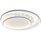 Contemporary Creative Iron Aluminum Acrylic Starry Sky Round Hollow Out LED Flush Mount Ceiling Light For Living Room