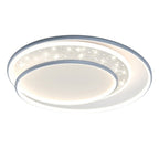 Contemporary Creative Iron Aluminum Acrylic Starry Sky Round Hollow Out LED Flush Mount Ceiling Light For Living Room