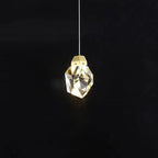 Modern Luxury Diamond Shape Brass Crystal LED Pendant Light For Bedroom