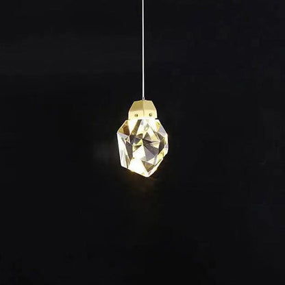 Modern Luxury Diamond Shape Brass Crystal LED Pendant Light For Bedroom