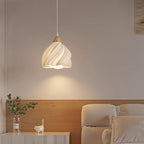 Traditional French Wood PLA Petal Skirt Shape 1-Light Pendant Light For Living Room
