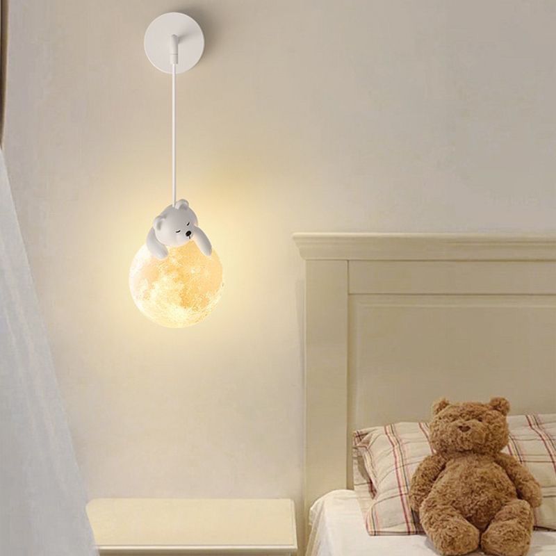 Lumendat Contemporary Creative Kids Rabbit Bear Animal Iron Resin PLA 1-Light Wall Sconce Lamp For Bedroom Lumendat