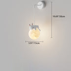 Lumendat Contemporary Creative Kids Rabbit Bear Animal Iron Resin PLA 1-Light Wall Sconce Lamp For Bedroom Lumendat