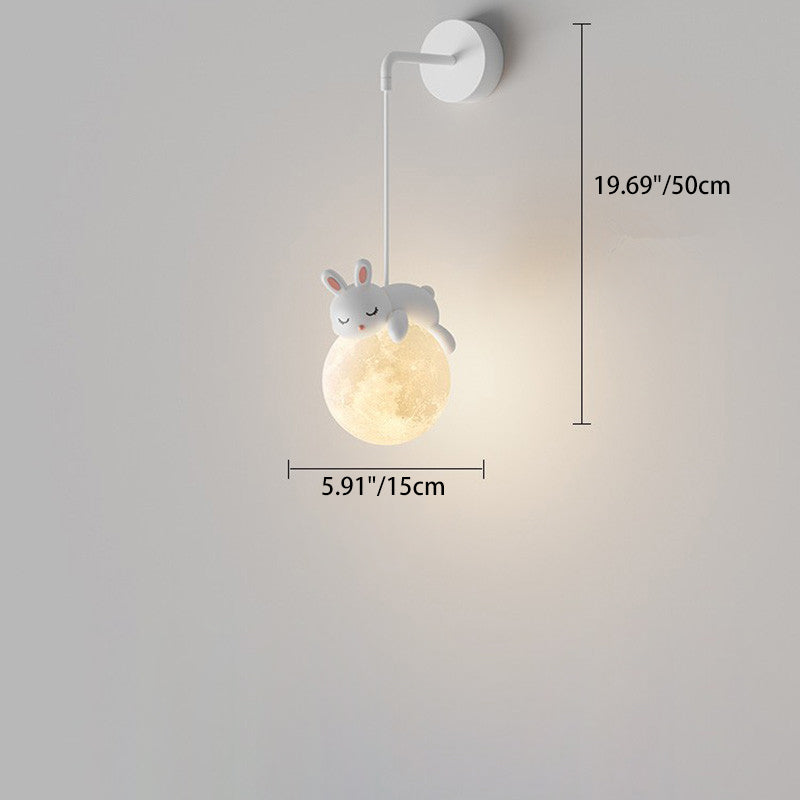 Lumendat Contemporary Creative Kids Rabbit Bear Animal Iron Resin PLA 1-Light Wall Sconce Lamp For Bedroom Lumendat
