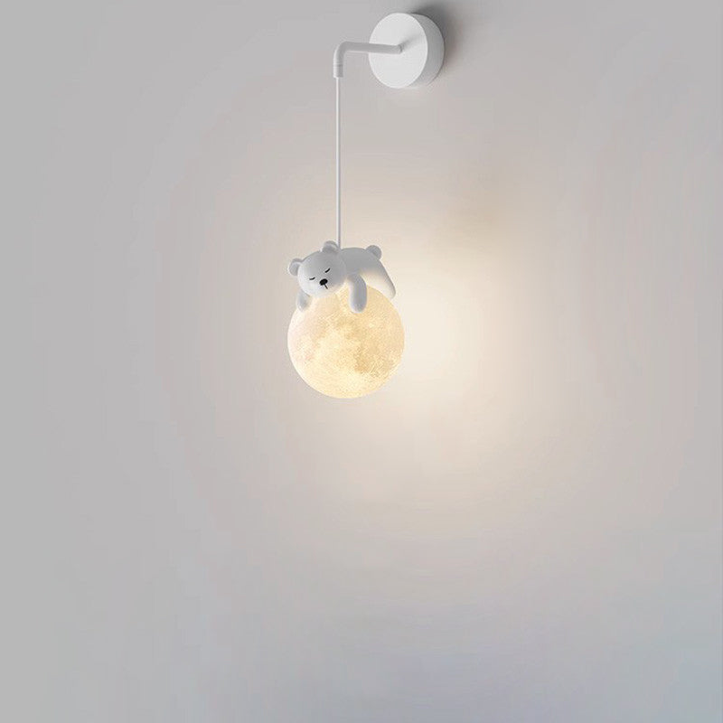 Lumendat Contemporary Creative Kids Rabbit Bear Animal Iron Resin PLA 1-Light Wall Sconce Lamp For Bedroom Lumendat