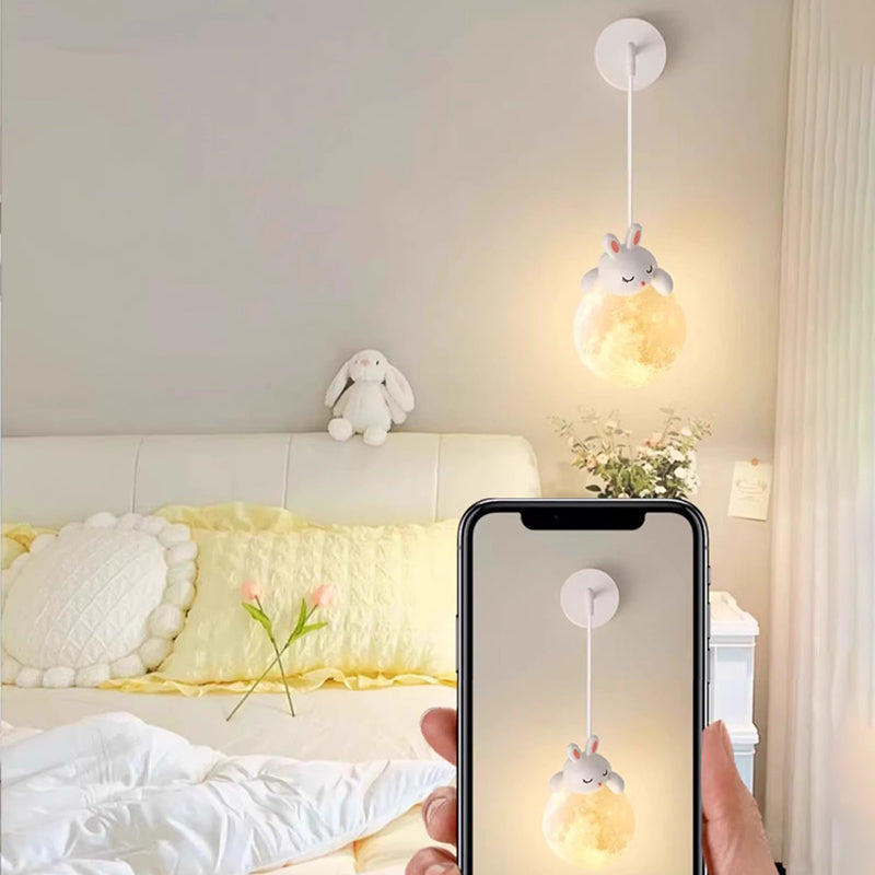 Lumendat Contemporary Creative Kids Rabbit Bear Animal Iron Resin PLA 1-Light Wall Sconce Lamp For Bedroom Lumendat