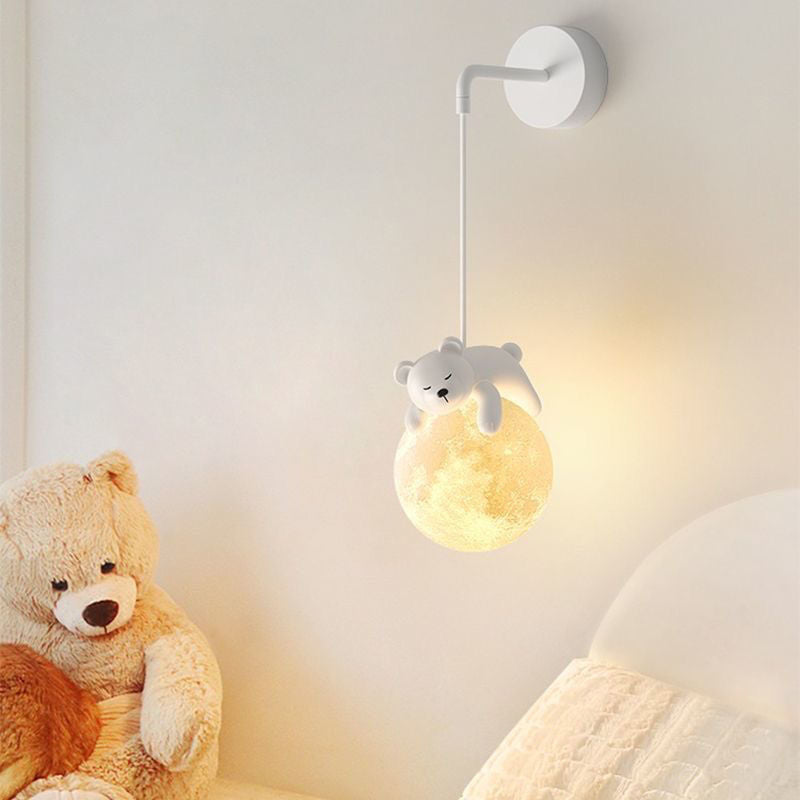 Lumendat Contemporary Creative Kids Rabbit Bear Animal Iron Resin PLA 1-Light Wall Sconce Lamp For Bedroom Lumendat