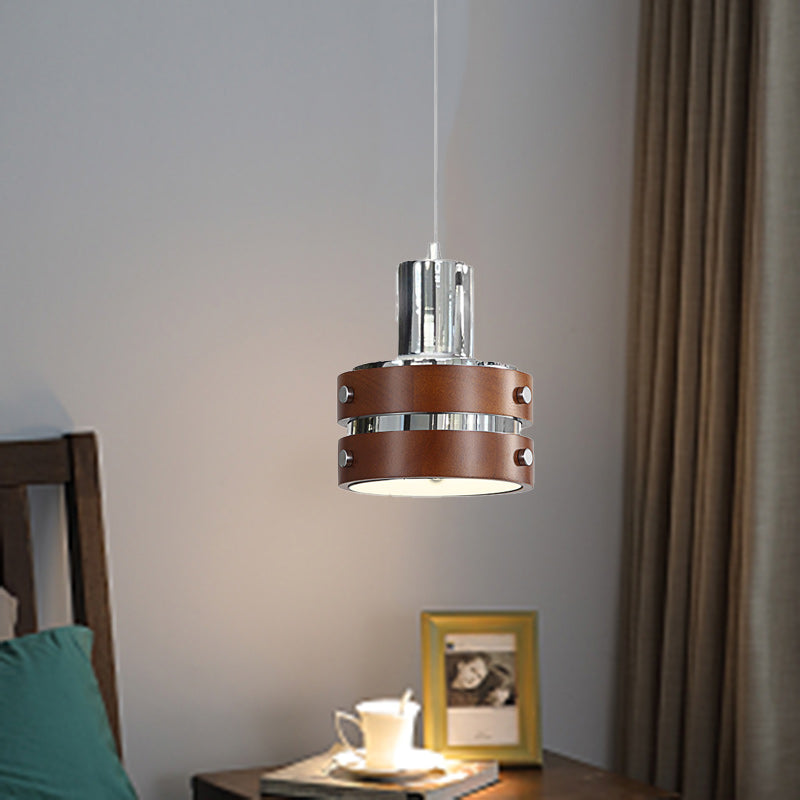 Traditional Vintage Cylinder Cake Shape Iron 1-Light Pendant Light For Living Room