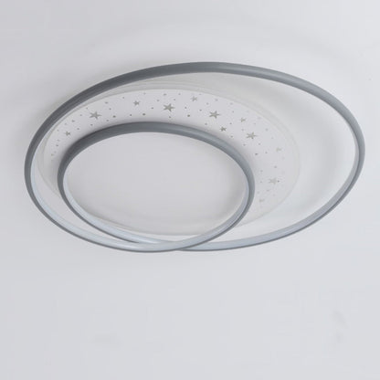 Contemporary Nordic Iron Silicone Acrylic Combo Round Star LED Flush Mount Ceiling Light For Bedroom