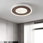 Modern Luxury Walnut Wood Acrylic Round LED Flush Mount Ceiling Light For Living Room