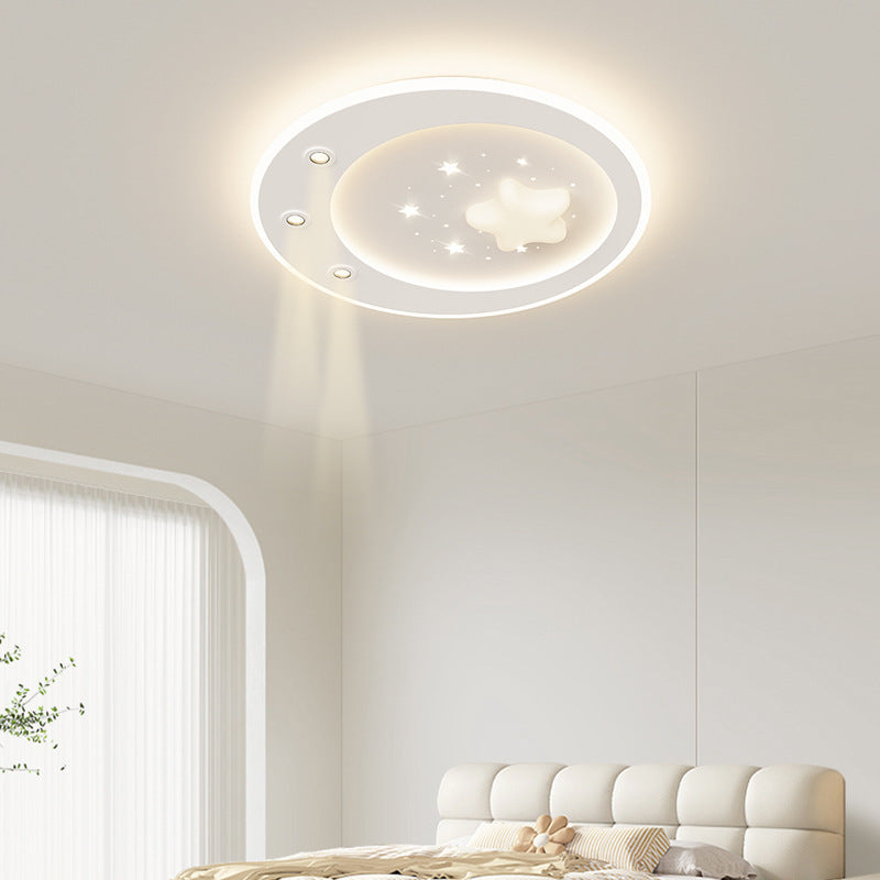 Contemporary Simplicity Iron PE Acrylic Round Star LED Spotlight Flush Mount Ceiling Light For Living Room
