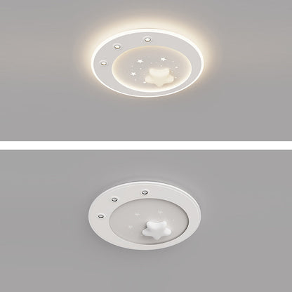 Contemporary Simplicity Iron PE Acrylic Round Star LED Spotlight Flush Mount Ceiling Light For Living Room