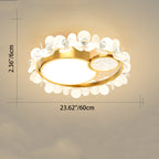 Modern Luxury Iron Acrylic Glass Crystal Petal Round LED Flush Mount Ceiling Light For Bedroom