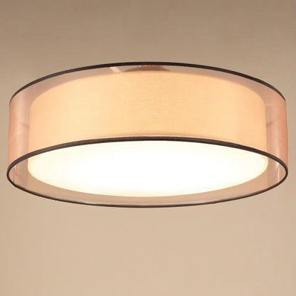 Traditional Chinese Round Square Flower Pattern Iron Fabric 3/5-Light Flush Mount Ceiling Light For Bedroom
