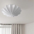 Traditional Japanese Bell Shape Metal Silk 1/3-light Semi-flush Mount Ceiling Light for Living Room