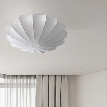 Traditional Japanese Bell Shape Metal Silk 1/3-light Semi-flush Mount Ceiling Light for Living Room