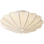 Traditional Japanese Bell Shape Metal Silk 1/3-light Semi-flush Mount Ceiling Light for Living Room