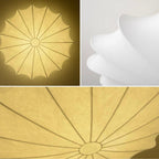 Traditional Japanese Bell Shape Metal Silk 1/3-light Semi-flush Mount Ceiling Light for Living Room