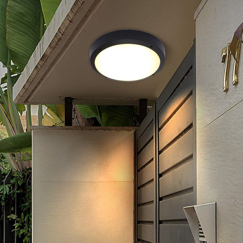 Modern Minimalist Waterproof Round Aluminum Acrylic LED Outdoor Flush Mount Ceiling Light For Garden Lumendat