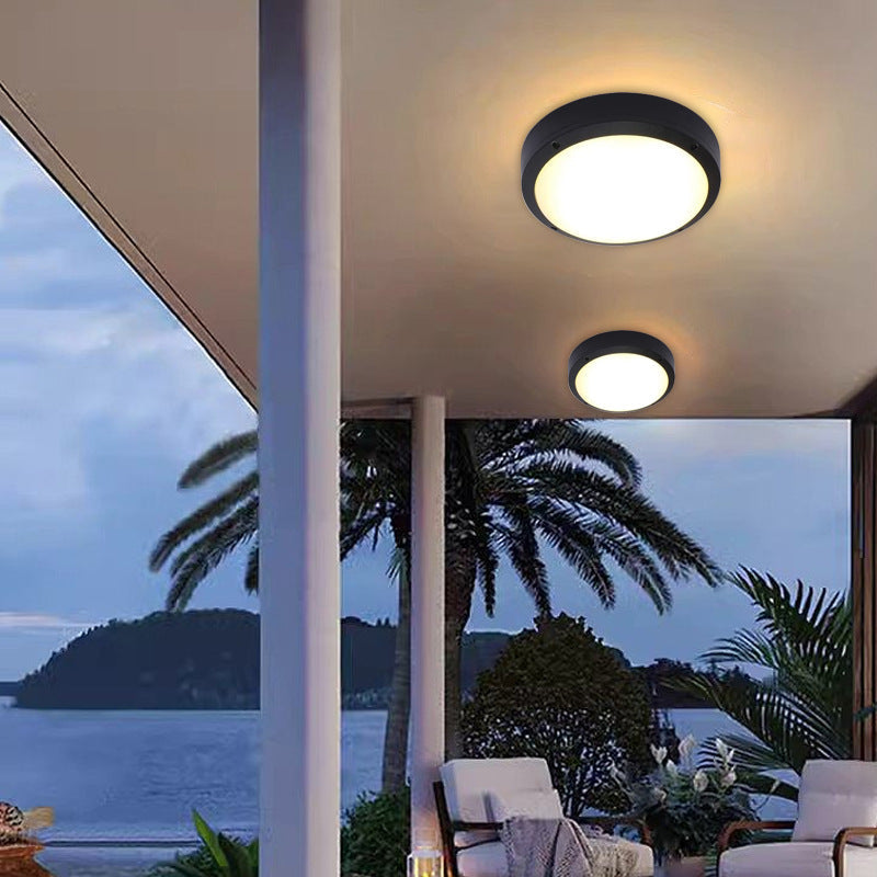 Modern Minimalist Waterproof Round Aluminum Acrylic LED Outdoor Flush Mount Ceiling Light For Garden Lumendat