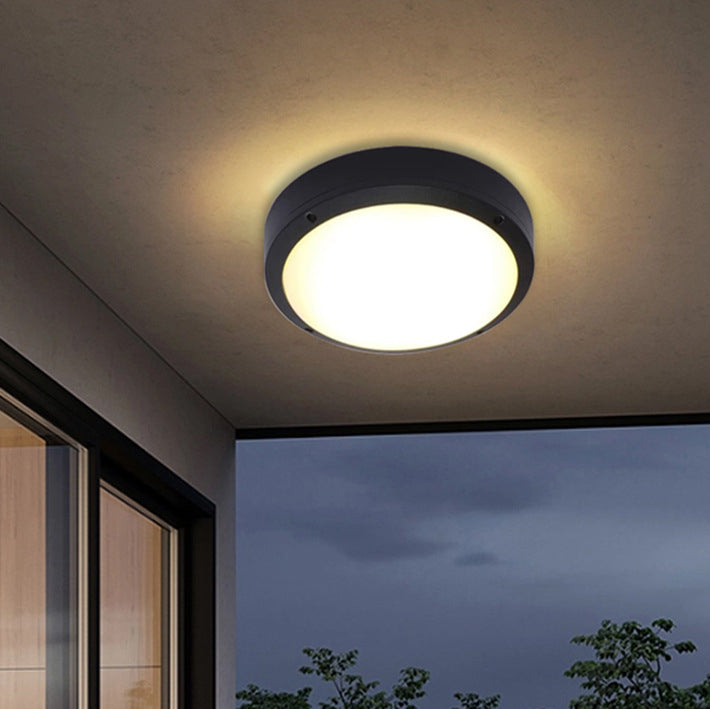 Modern Minimalist Waterproof Round Aluminum Acrylic LED Outdoor Flush Mount Ceiling Light For Garden Lumendat
