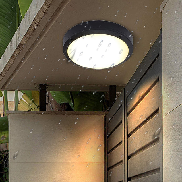 Modern Minimalist Waterproof Round Aluminum Acrylic LED Outdoor Flush Mount Ceiling Light For Garden Lumendat