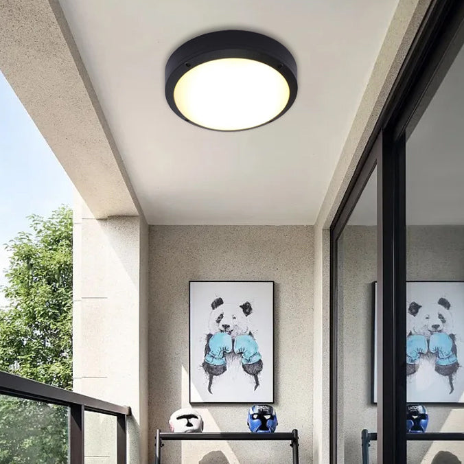 Modern Minimalist Waterproof Round Aluminum Acrylic LED Outdoor Flush Mount Ceiling Light For Garden Lumendat