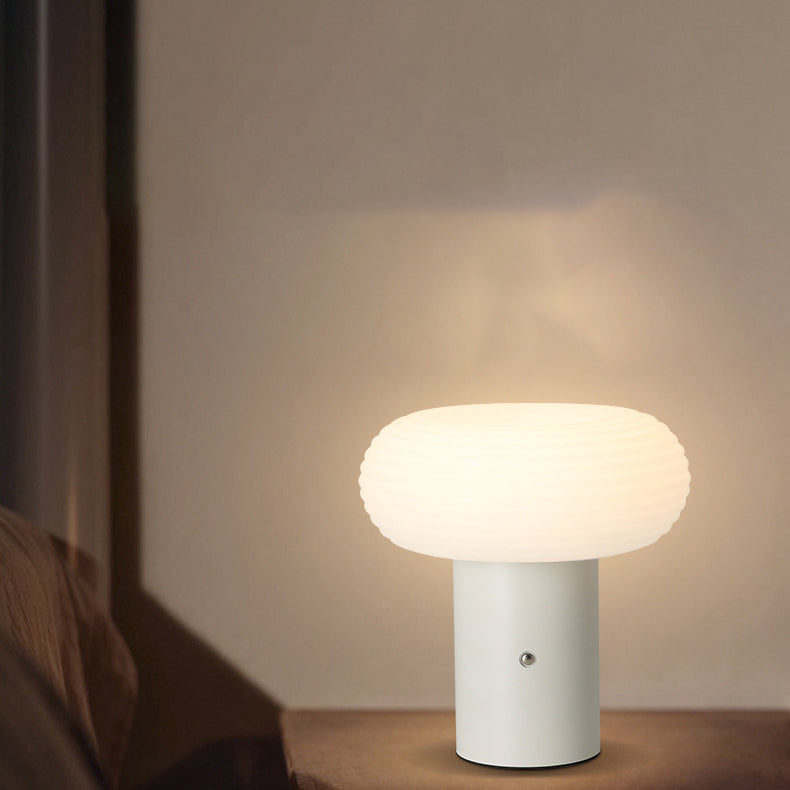 Modern Minimalist Rechargeable Cylinder Base Oval PE Aluminum LED Table Lamp For Bedroom Lumendat