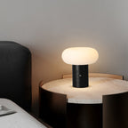 Modern Minimalist Rechargeable Cylinder Base Oval PE Aluminum LED Table Lamp For Bedroom Lumendat