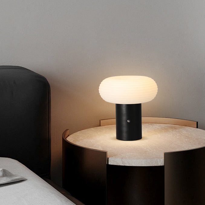 Modern Minimalist Rechargeable Cylinder Base Oval PE Aluminum LED Table Lamp For Bedroom Lumendat