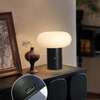 Modern Minimalist Rechargeable Cylinder Base Oval PE Aluminum LED Table Lamp For Bedroom Lumendat