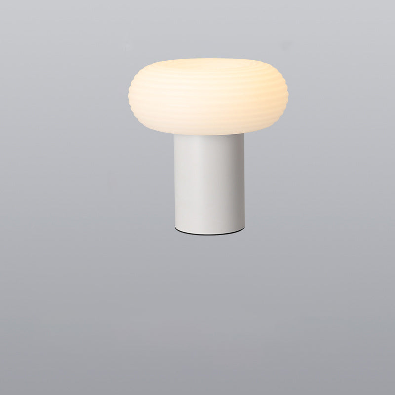 Modern Minimalist Rechargeable Cylinder Base Oval PE Aluminum LED Table Lamp For Bedroom Lumendat