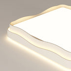 Modern Minimalist Cream Square Round Iron Acrylic PE LED Flush Mount Ceiling Light For Bedroom