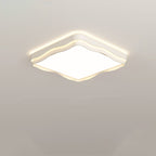 Modern Minimalist Cream Square Round Iron Acrylic PE LED Flush Mount Ceiling Light For Bedroom