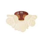 Contemporary Creative Cream Floral Iron PE 3-Light Semi-Flush Mount Ceiling Light For Bedroom