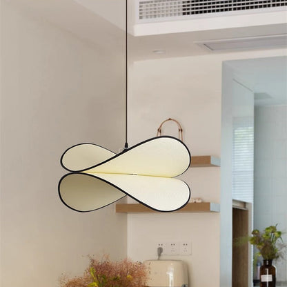 Traditional French Potato Chip Shape Iron Fabric 1-Light Pendant Light For Bedroom