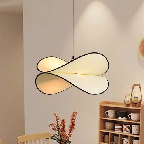 Traditional French Potato Chip Shape Iron Fabric 1-Light Pendant Light For Bedroom
