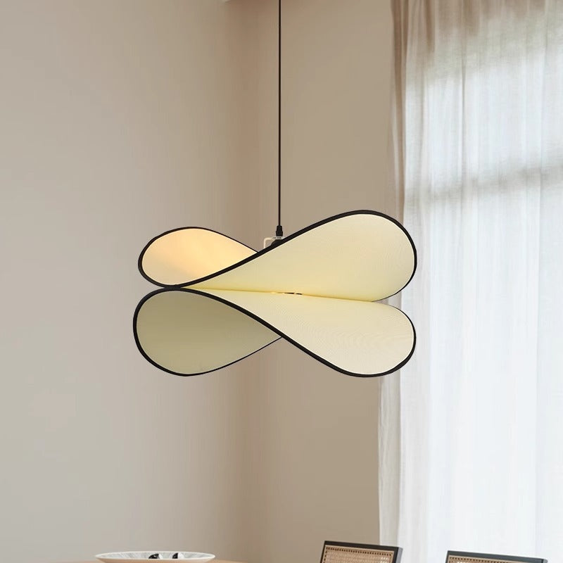 Traditional French Potato Chip Shape Iron Fabric 1-Light Pendant Light For Bedroom