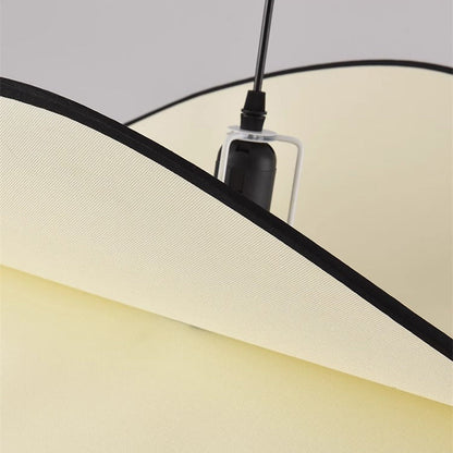 Traditional French Potato Chip Shape Iron Fabric 1-Light Pendant Light For Bedroom