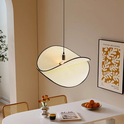 Traditional French Potato Chip Shape Iron Fabric 1-Light Pendant Light For Bedroom