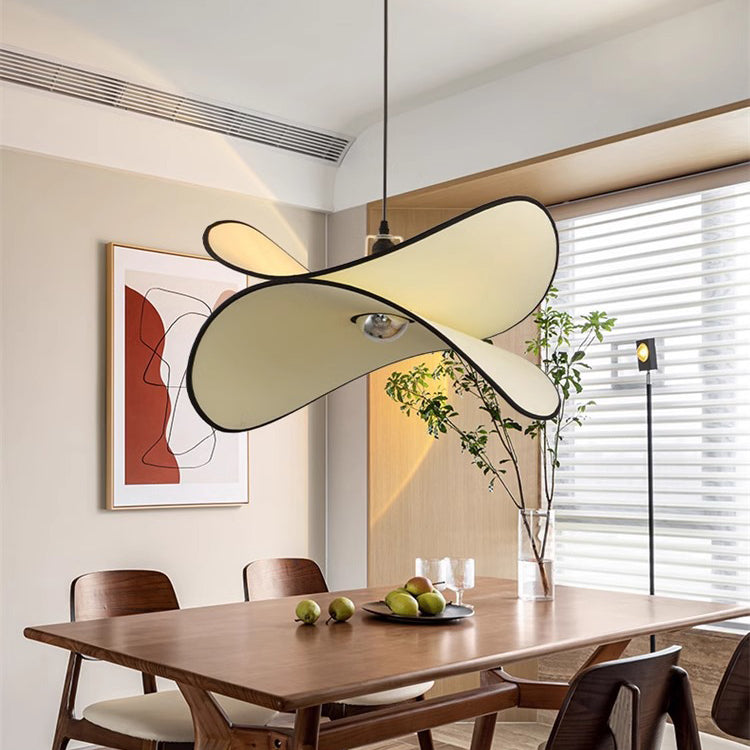 Traditional French Potato Chip Shape Iron Fabric 1-Light Pendant Light For Bedroom