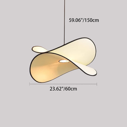 Traditional French Potato Chip Shape Iron Fabric 1-Light Pendant Light For Bedroom