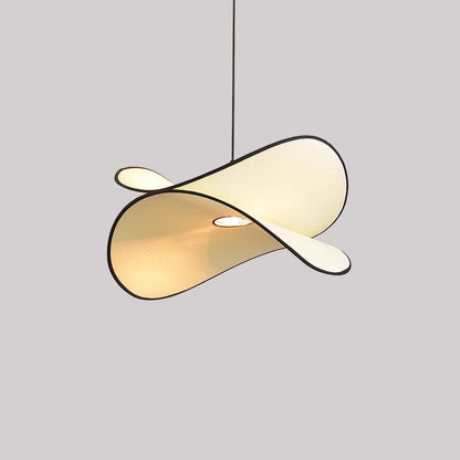 Traditional French Potato Chip Shape Iron Fabric 1-Light Pendant Light For Bedroom